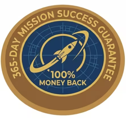 365 day money back guarantee policy badge showing customer satisfaction assurance and refund protection